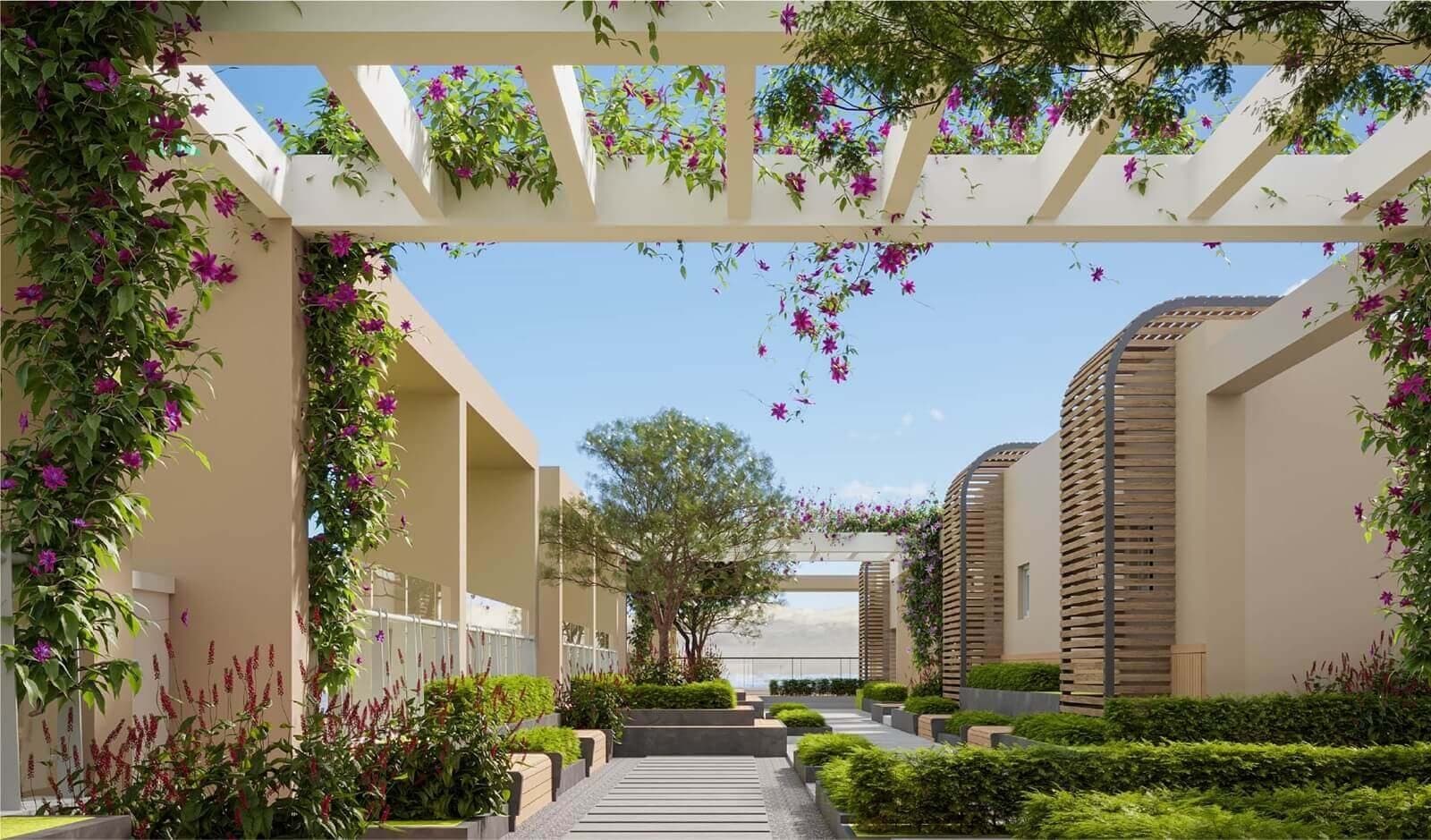 Lối đi giàn hoa vườn cảnh
