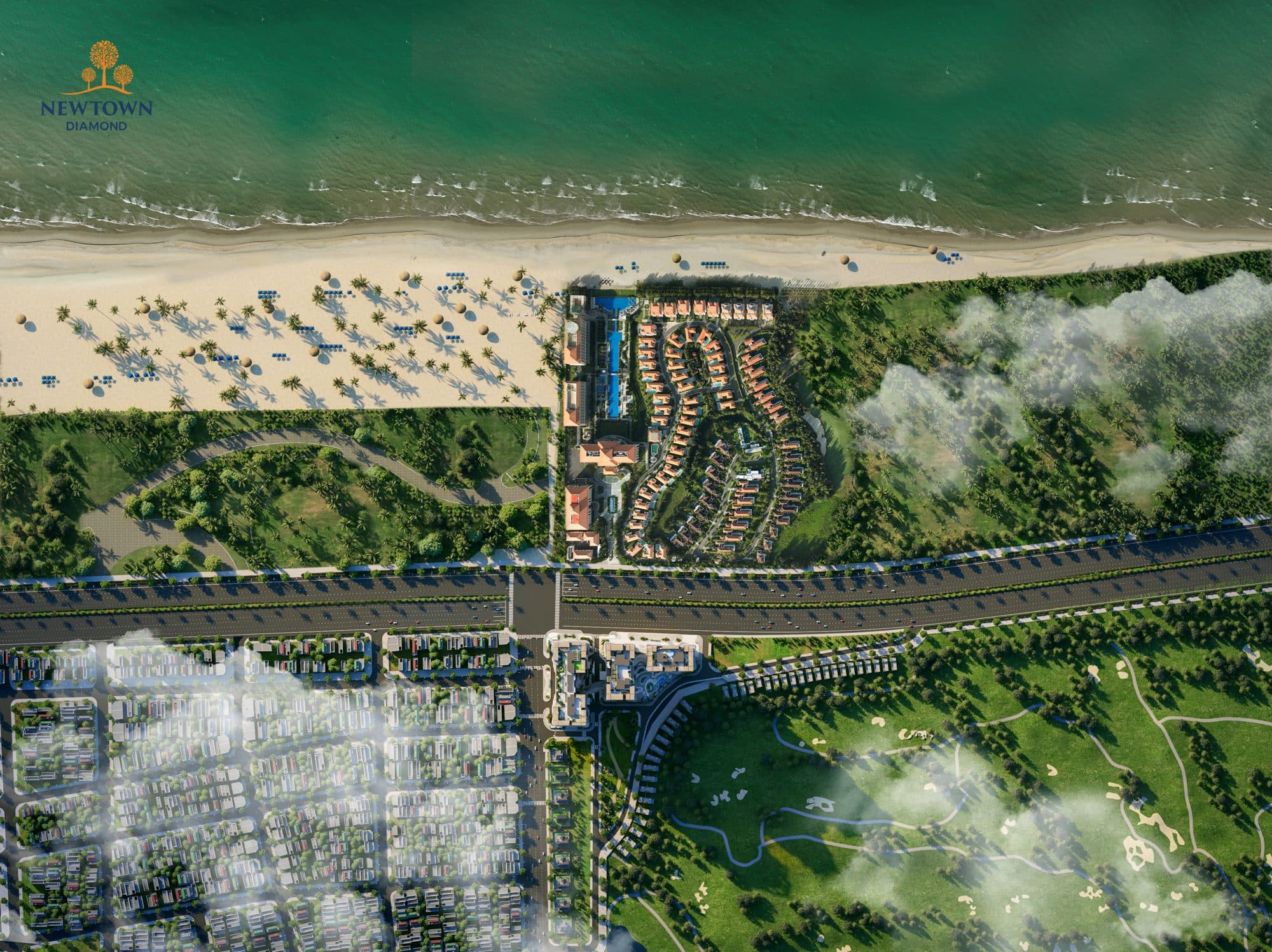 New Town Diamond beachfront aerial