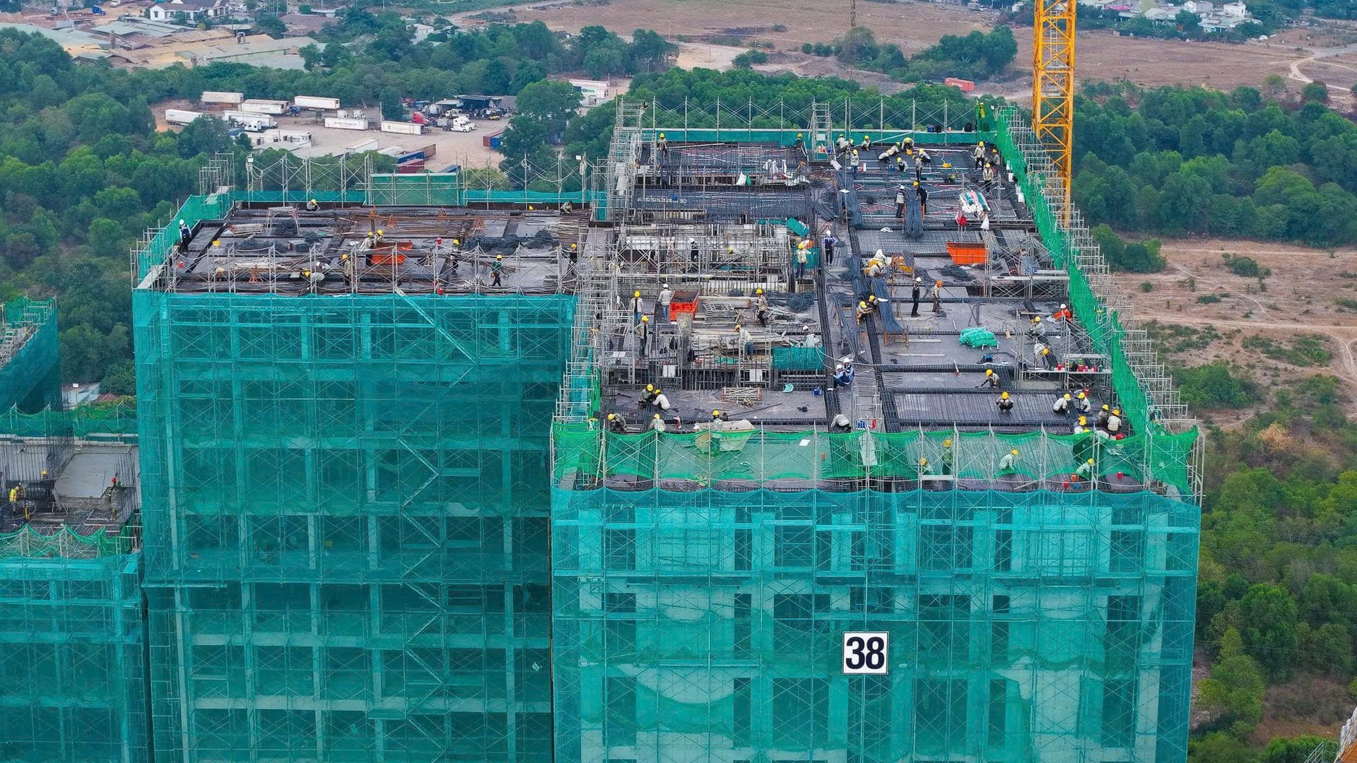 Tower tops close-up — near topping out